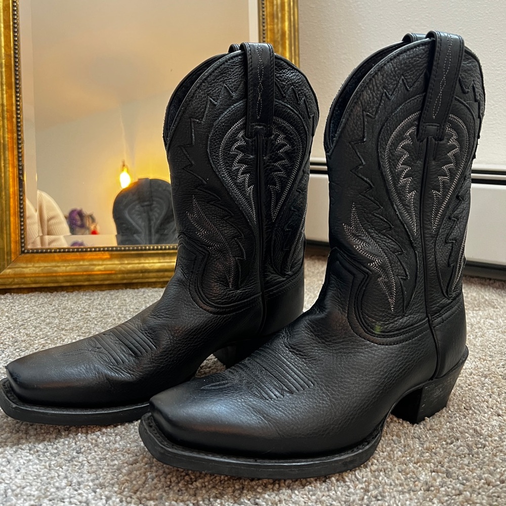 ARIAT PHOENIX BLACK LEATHER SQUARE TOE COWBOY BOOTS Mens 8